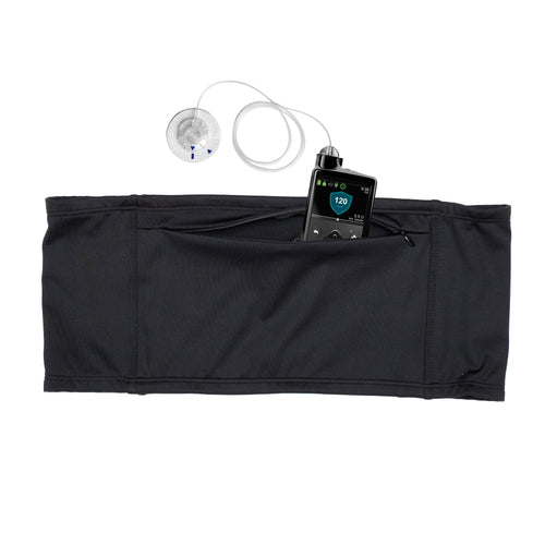 Open Black Ultra Double Pocket Belt with insulin pump