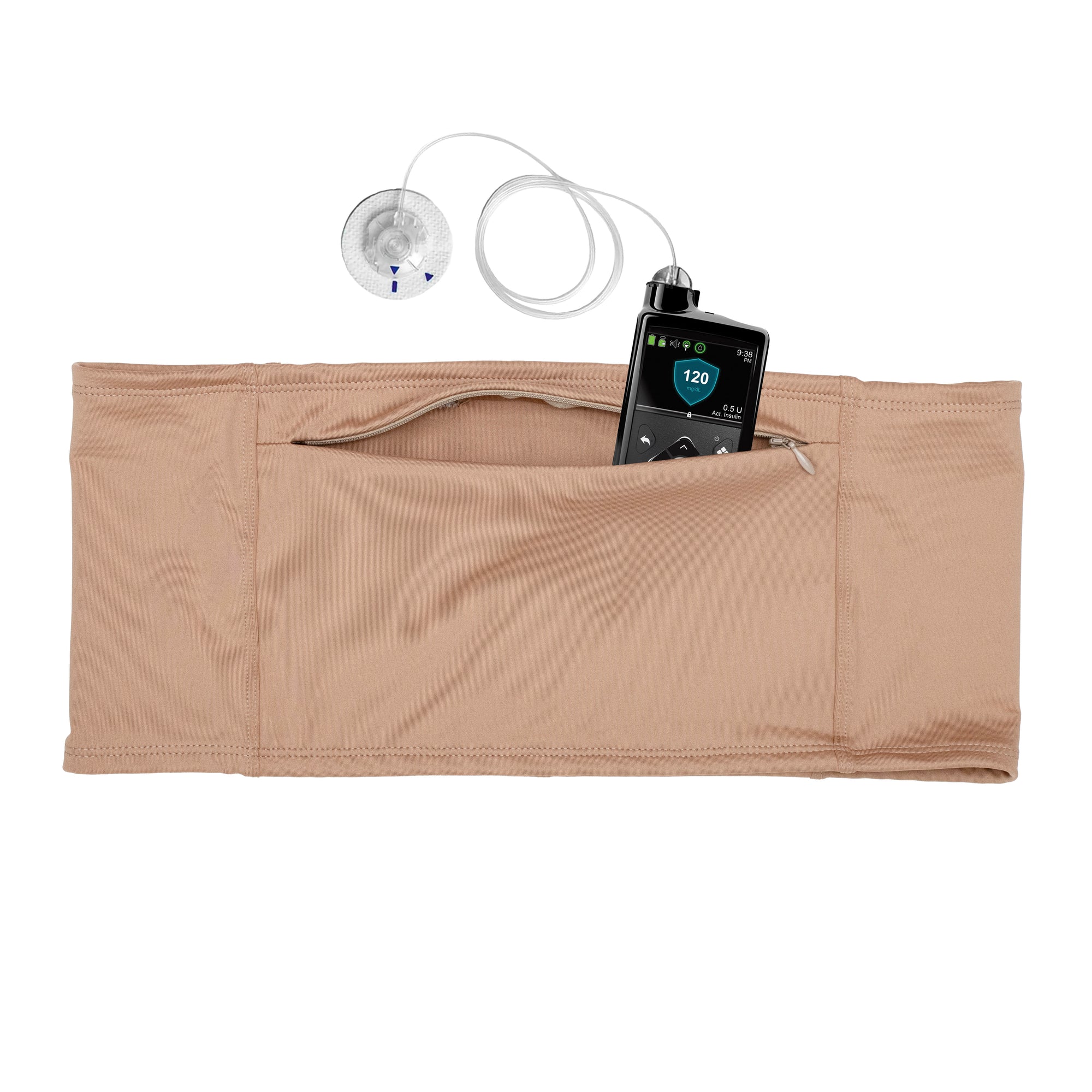 Open Tan Ultra Double Pocket Belt with insulin pump