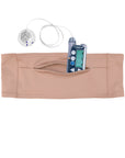 Tan Double Pocket Belt carries T1D Insulin Pump, Glucose Monitor, Smartphone, Accessories, Epipen, Medical Devices
