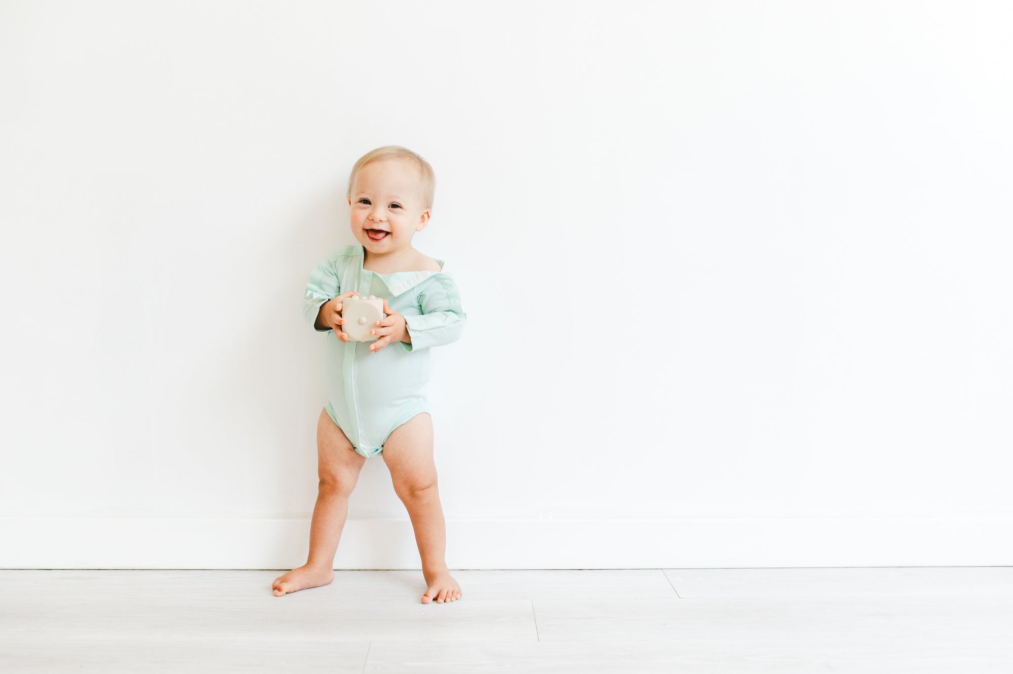 Mint Long-Sleeve All-Access Bodysuit | Preemie to 4T | G-Tube, Catheter, NICU/PICU, Port-friendly adaptive clothing