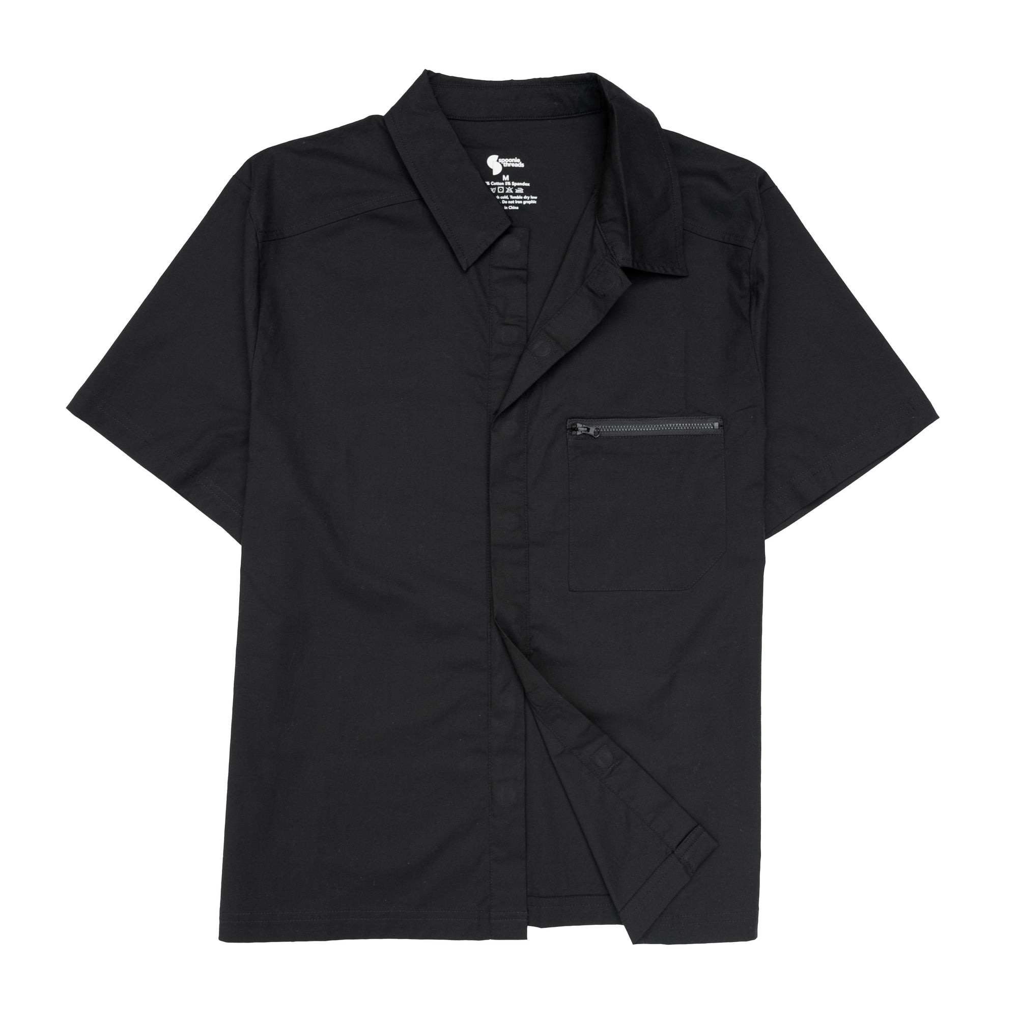 Black Adult Magnetic Closure Casual Short-Sleeve Shirt Black / 4X-Large Black Adult Magnetic Closure Casual Short-Sleeve Shirt Black / 4X-Large