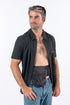 Male model wearing black Magnetic Dress shirt and Elastic Ostomy Wrap Support belt