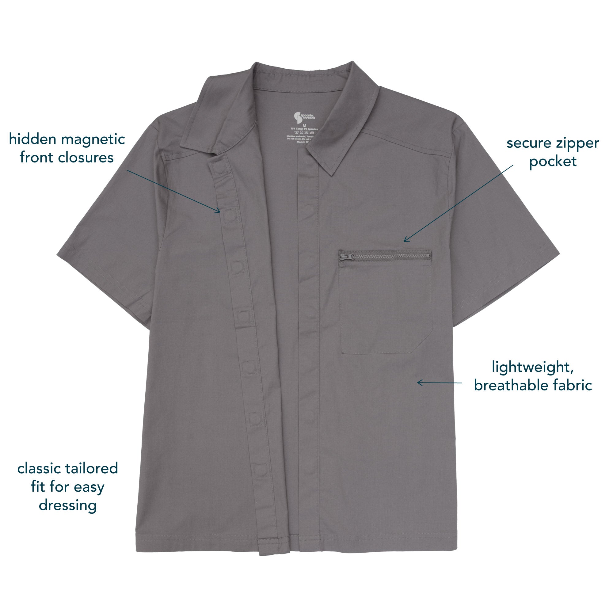 magnetic closure dress shirts Men's Adaptive Long Sleeve Shirt With Magnetic Buttons, Adaptive Clothing For Men With Disabilities, Adaptive Wear For Seniors Handicap Elderly
