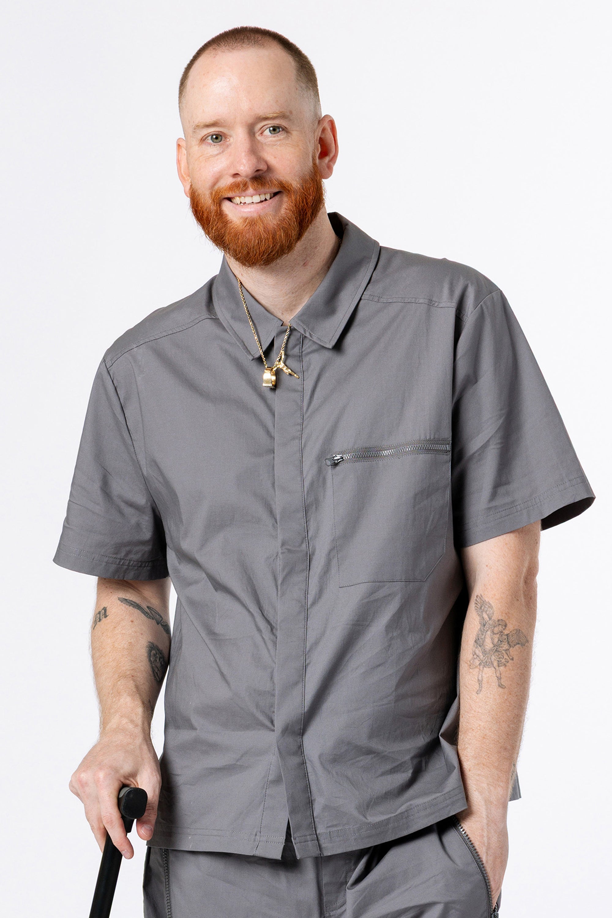 Closeup of Mike in Magnetic Dress Shirt