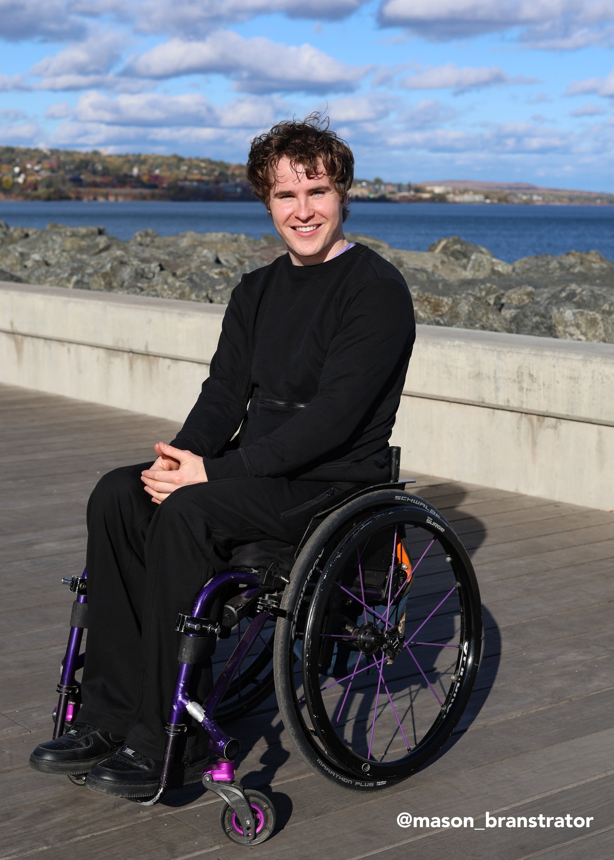 @mason_branstrator in Black Zip Access Crew Sweatshirt and Wide Leg Pants