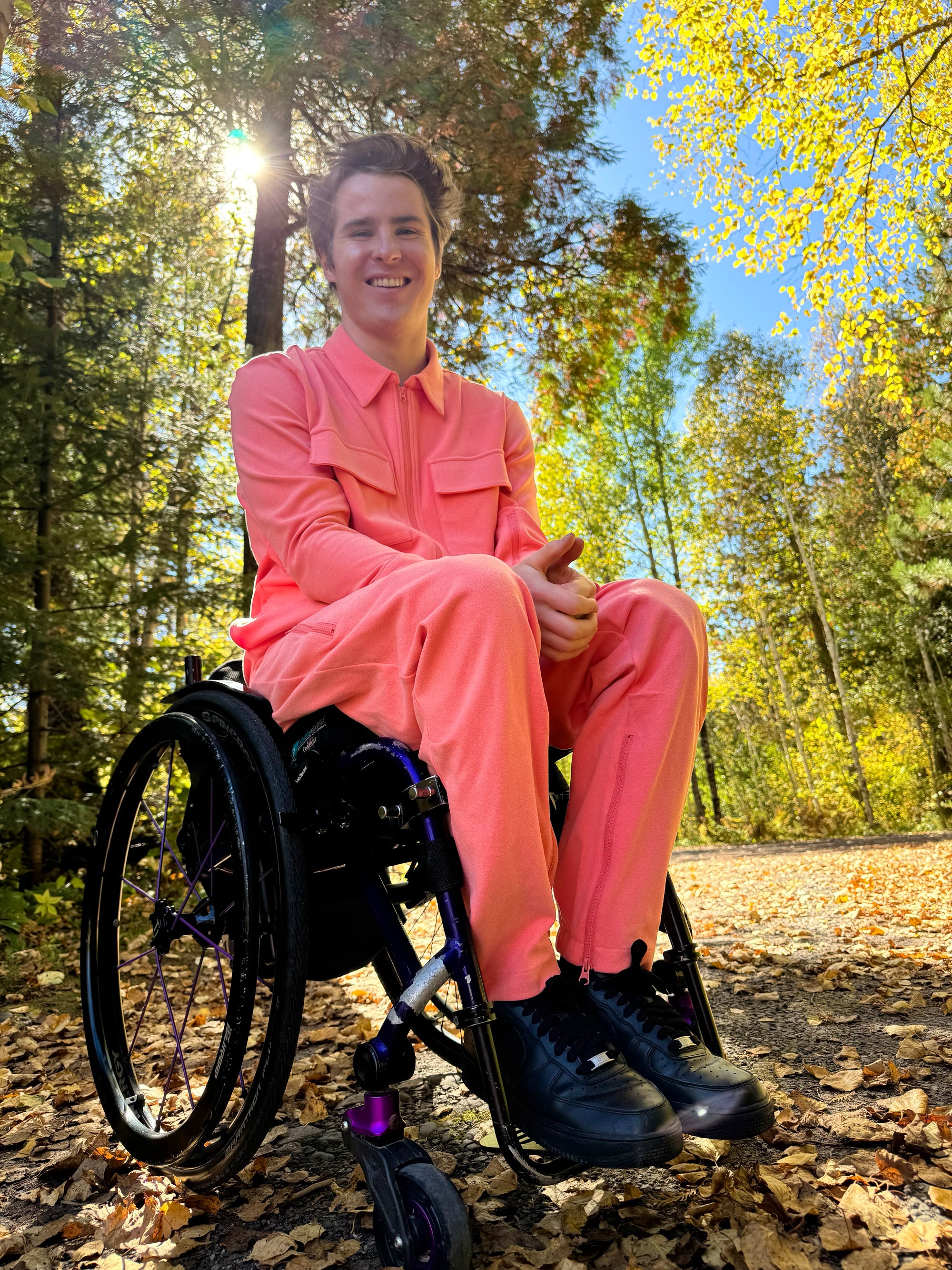 Mason Branstrator wearing Sunset Felt Solid Shacket and Felt Zip Access Pant