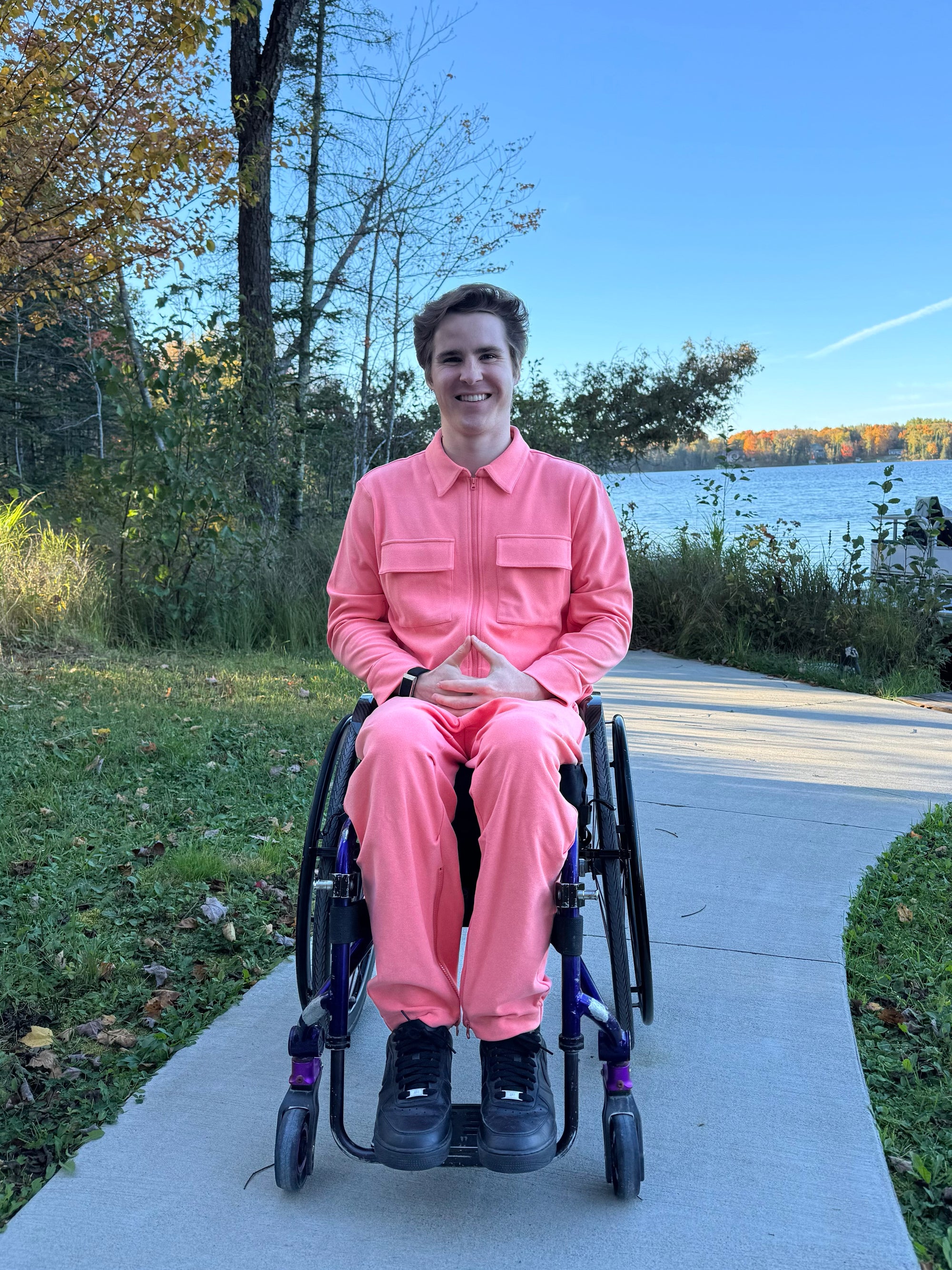 Mason Branstrator in Sunset Felt Solid Shacket and  Zip Access Pant