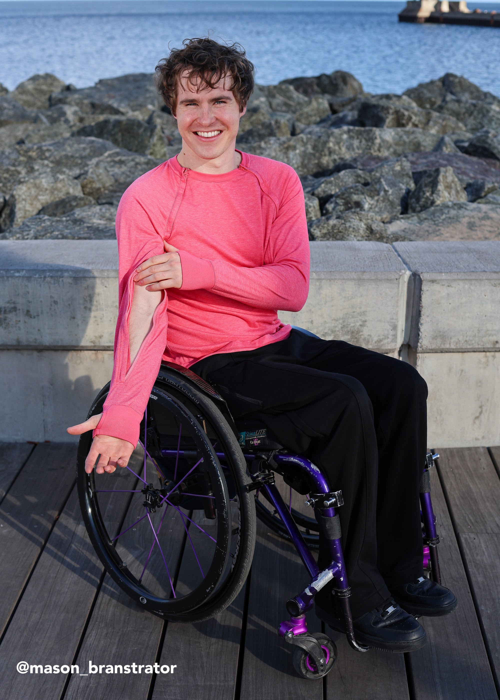 @mason_branstrator in Pink Raglan and Arm access Tee