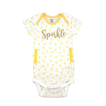 White Sparkle Dots Short Sleeve Onesie