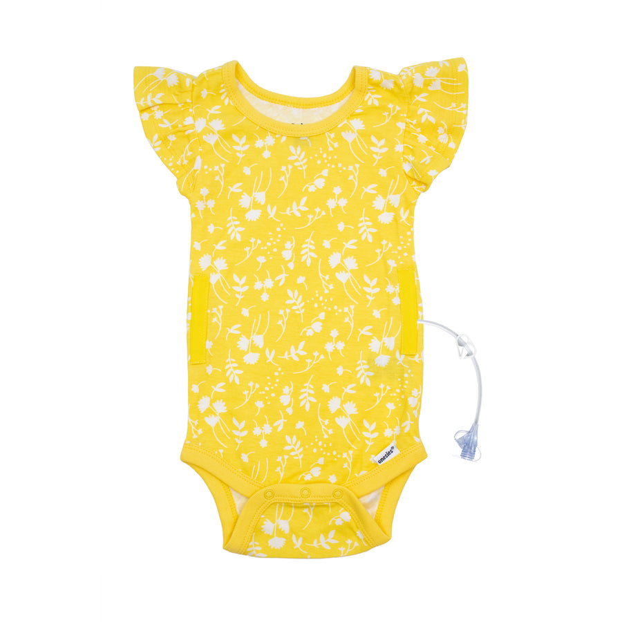 Yellow Garden Flutter Sleeve Onesie