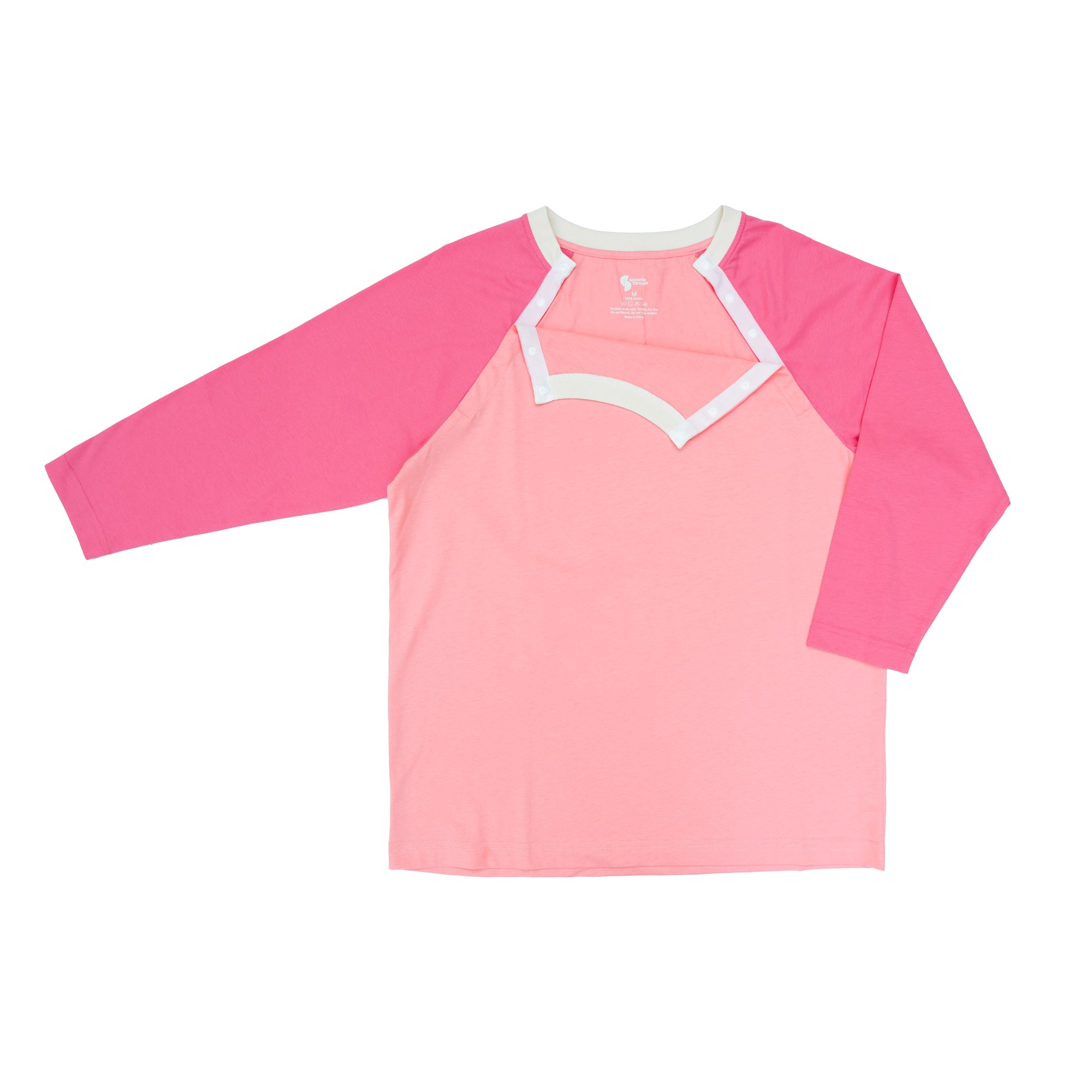 Flat of Sunset Colorblock Raglan Chemo Port Access Tee Shirt