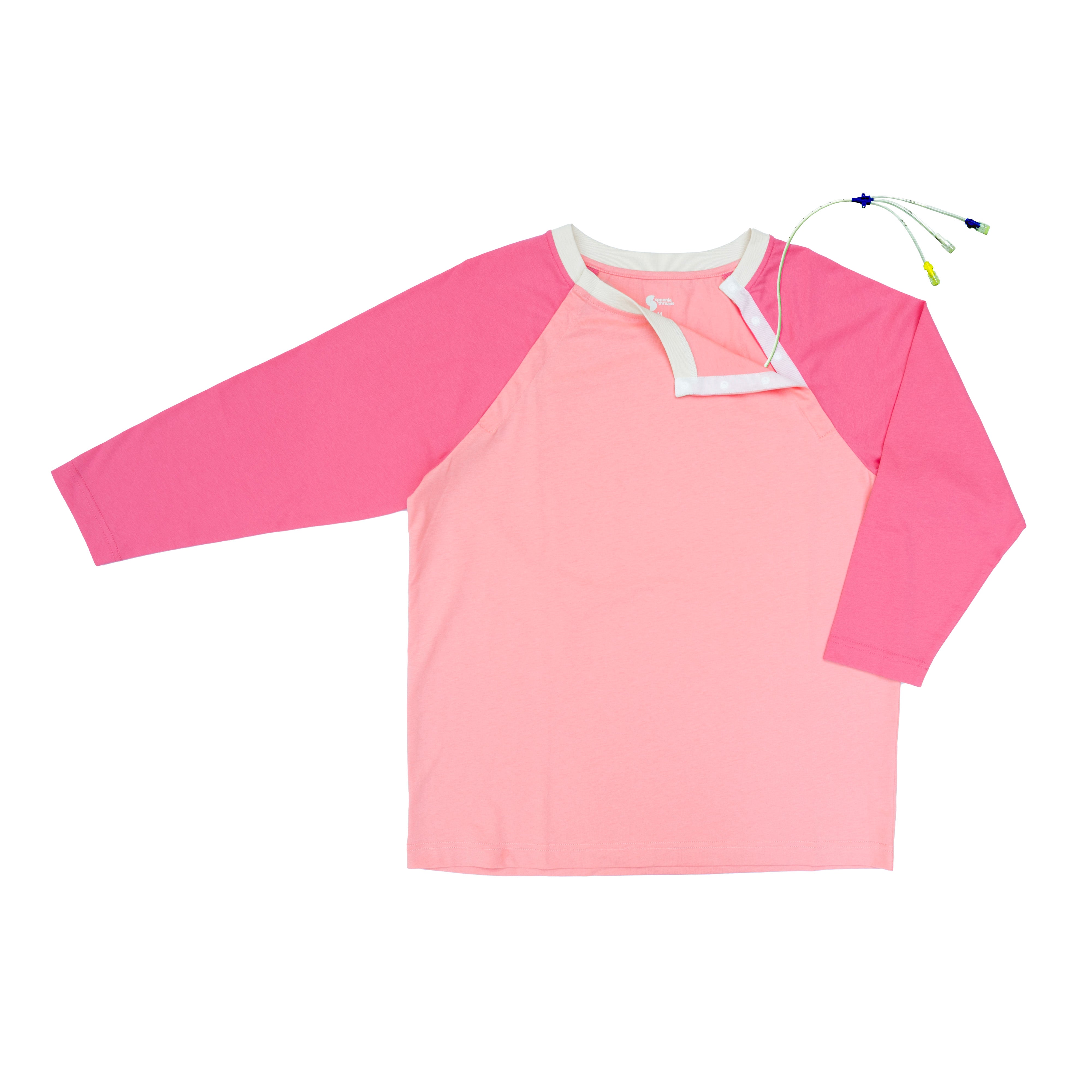 Sunset Colorblock Raglan Chemo Port Access Tee Shirt – SpoonieThreads