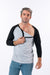 Male model unsnapping chest snaps on Black Raglan Access Tee