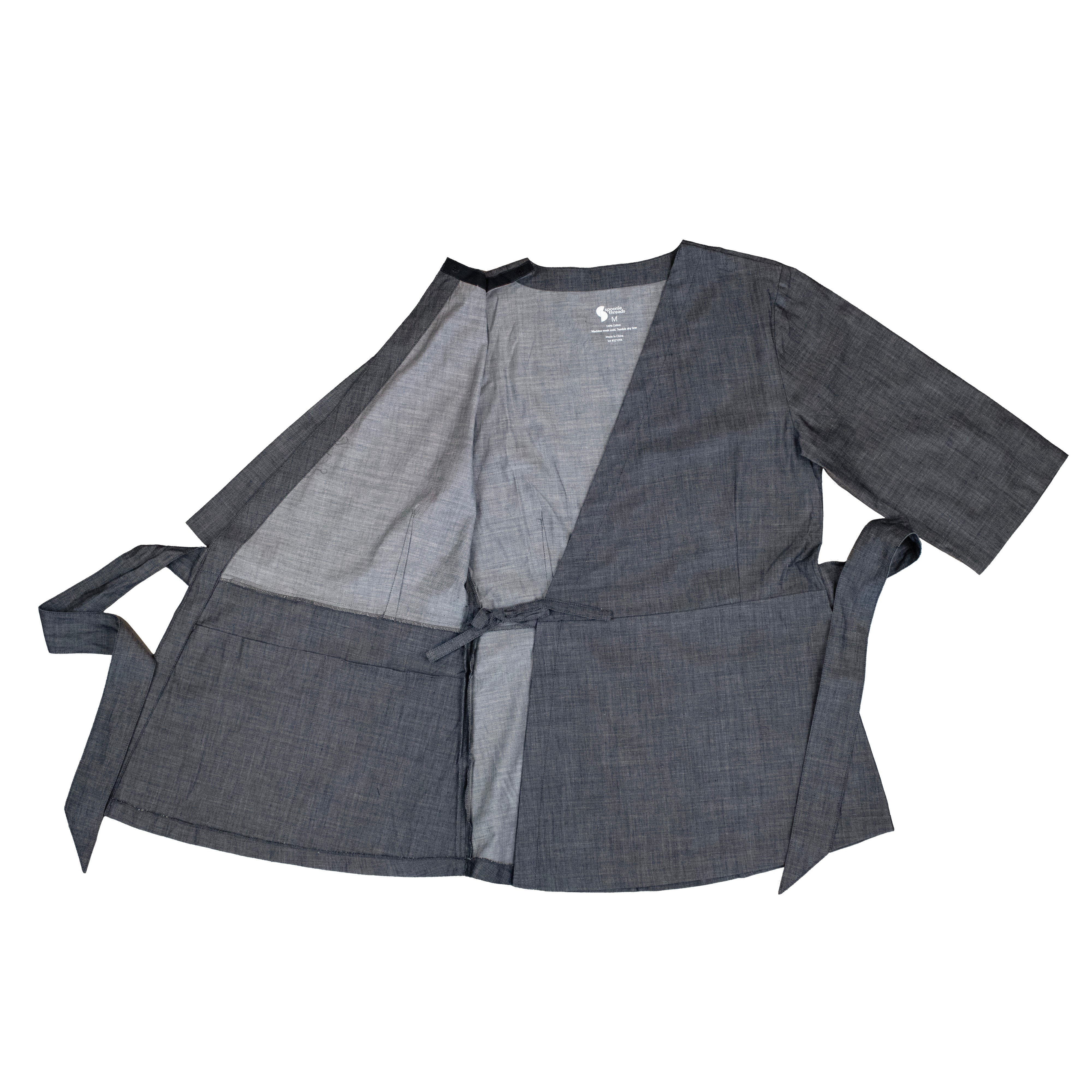 Black Adult Chest Access Chambray Wrap Top – SpoonieThreads