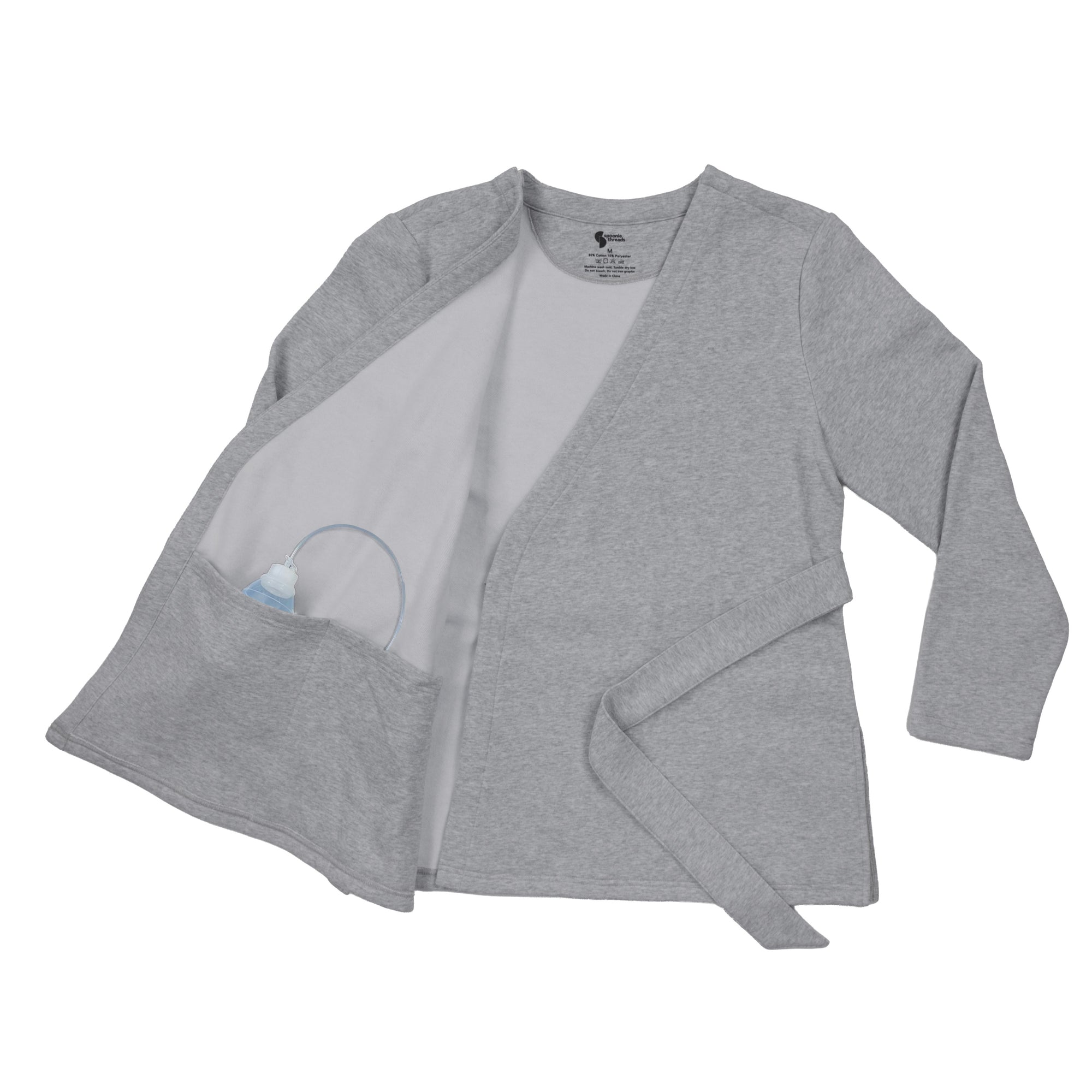 Wrap blouse with drainage bulb in pocket