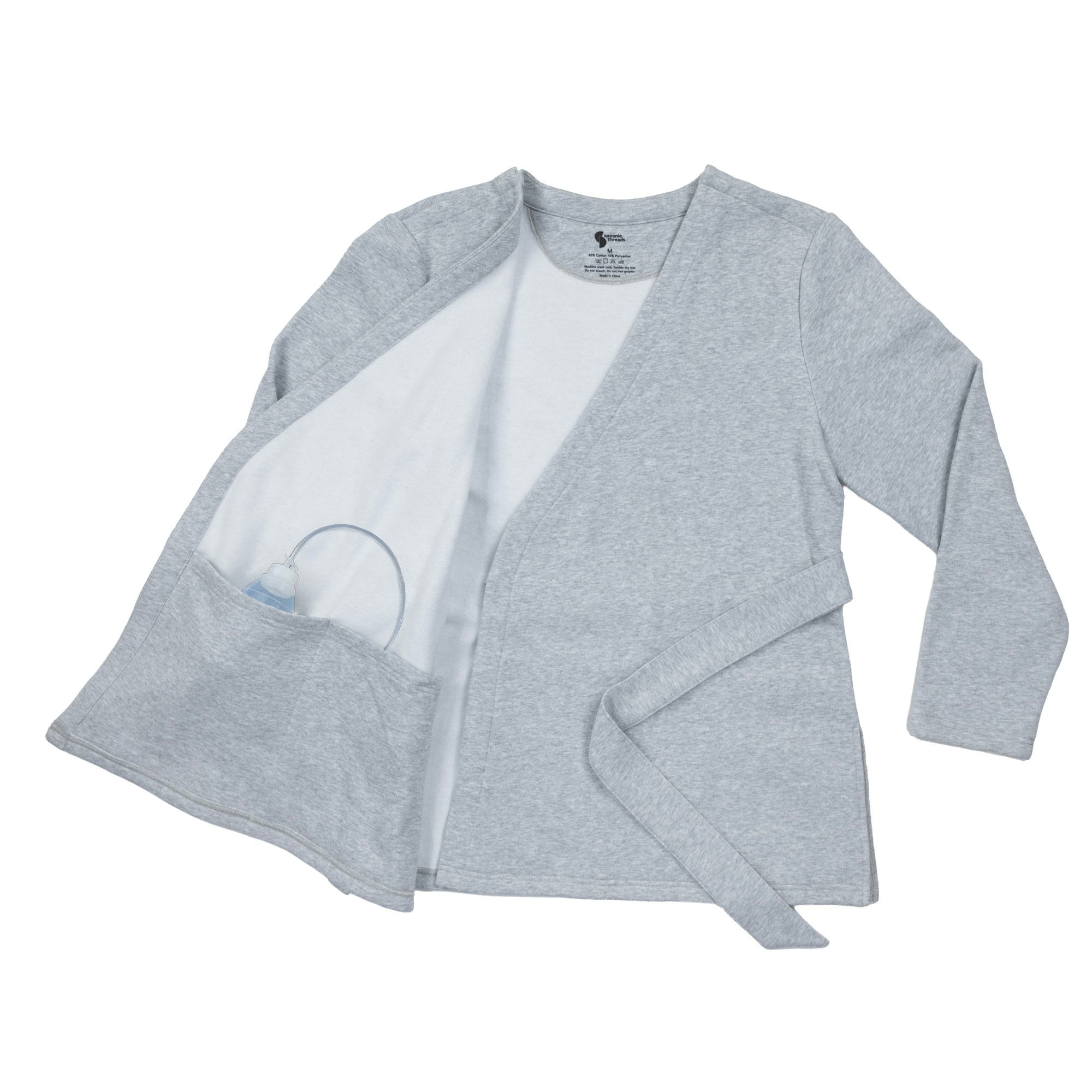 Wrap blouse with drainage bulb in pocket
