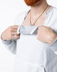 Mike showing open chest zippers