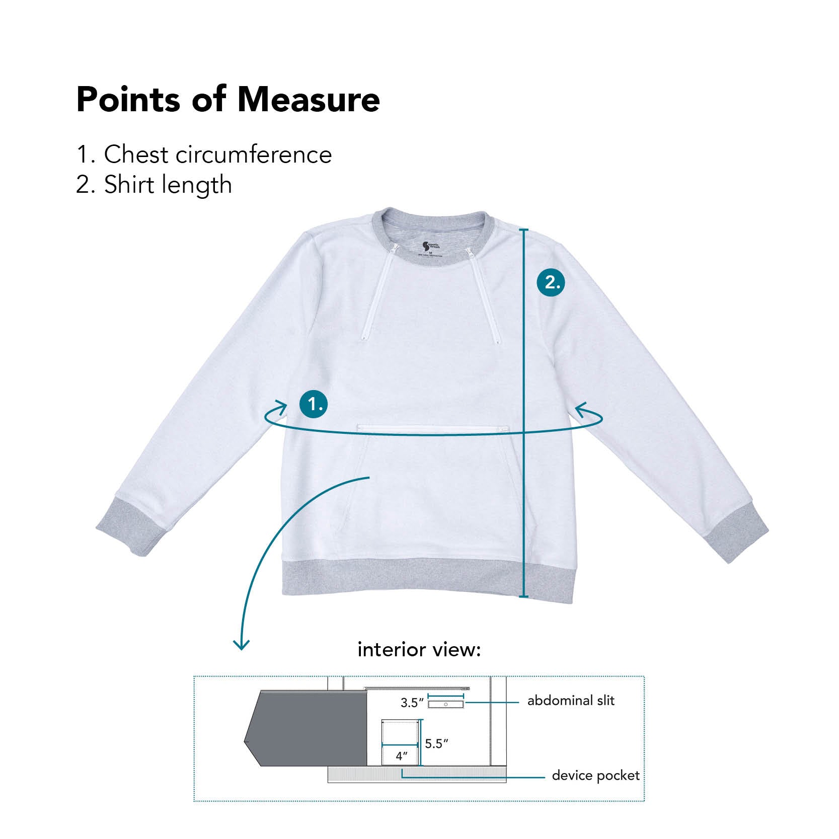Points of Measure for Reverse Triple Zip Crewneck Sweatshirt