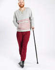 Heather Gray/Crimson Adult Stripe Zip Access Sweatshirt