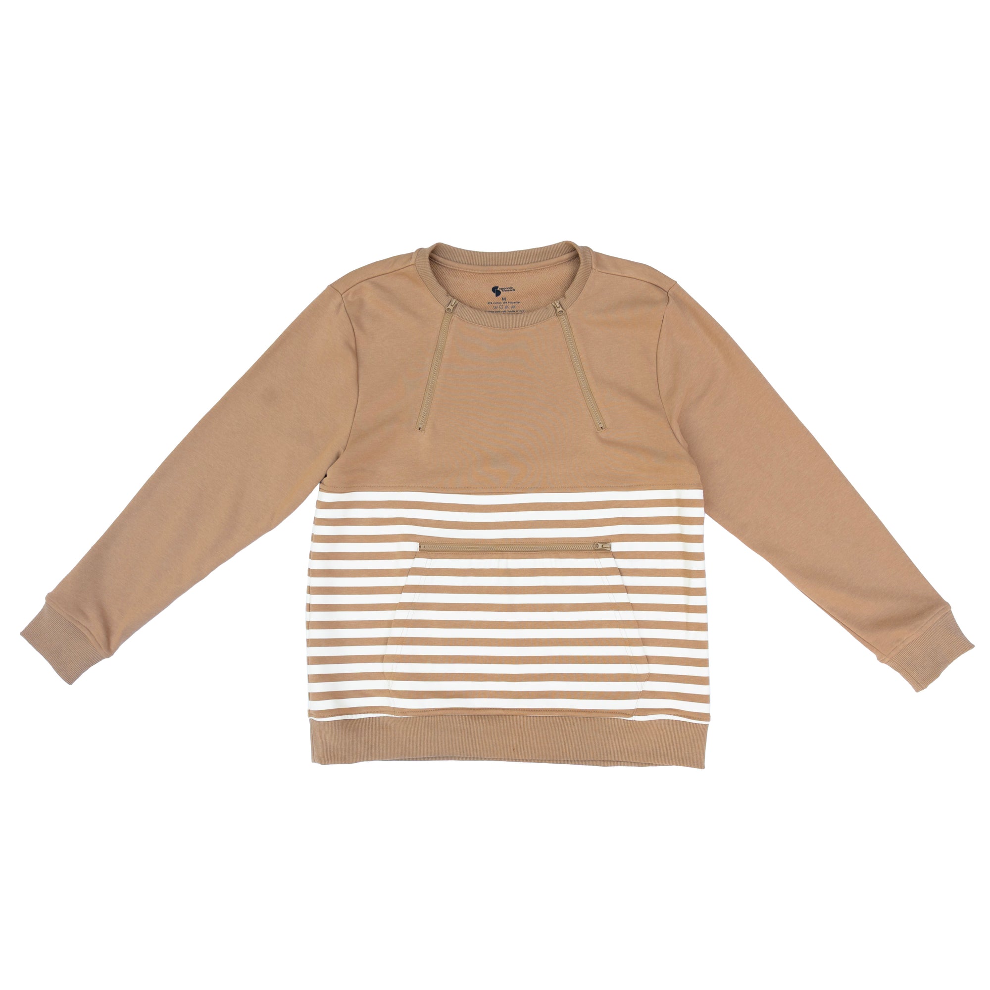 Flat of Khaki Stripe Zip Access Sweatshirt