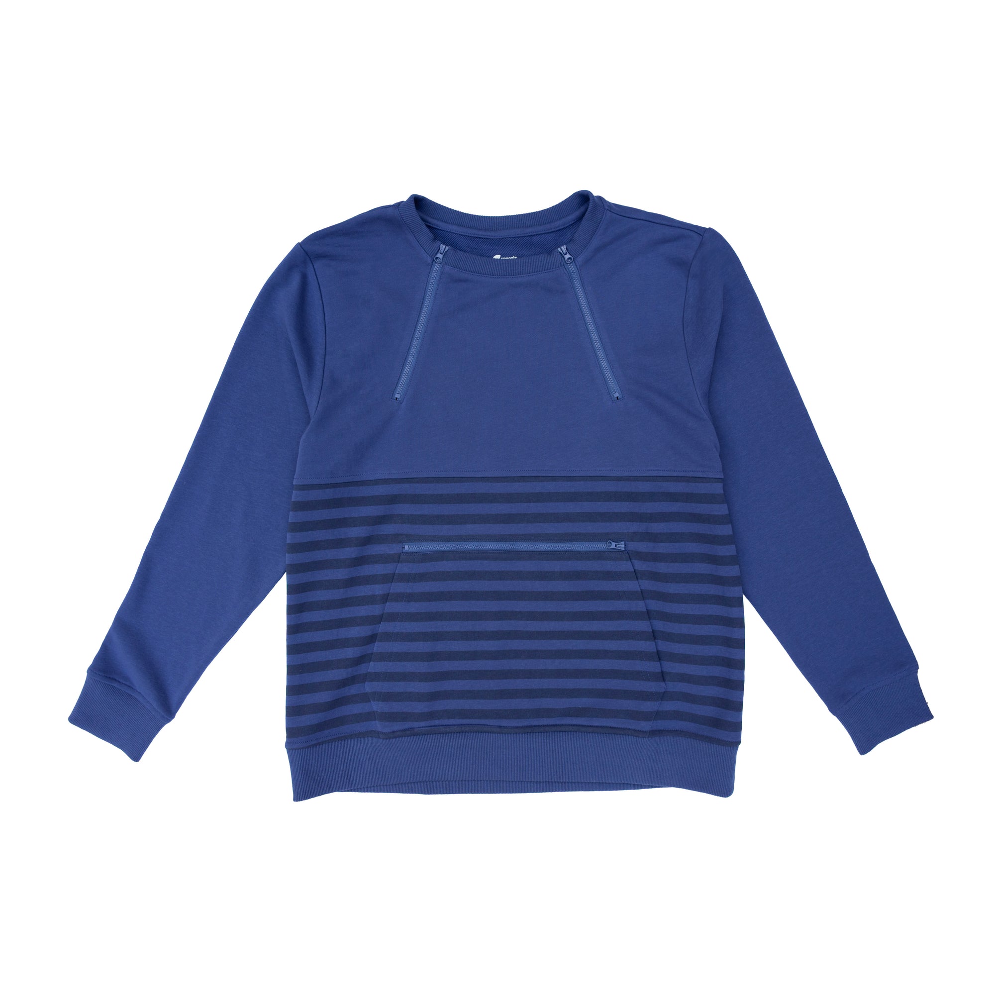 Flat of Navy Adult Stripe Zip Access Sweatshirt