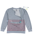 Heather Gray/Crimson Adult Stripe Zip Access Sweatshirt