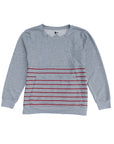 Heather Gray/Crimson Adult Stripe Zip Access Sweatshirt