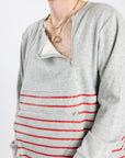 Heather Gray/Crimson Adult Stripe Zip Access Sweatshirt