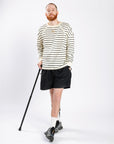 Vanilla Striped Adult Chest Zip Access Long-Sleeve Tee Shirt