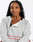 Heather Gray/Crimson Adult Stripe Zip Access Sweatshirt