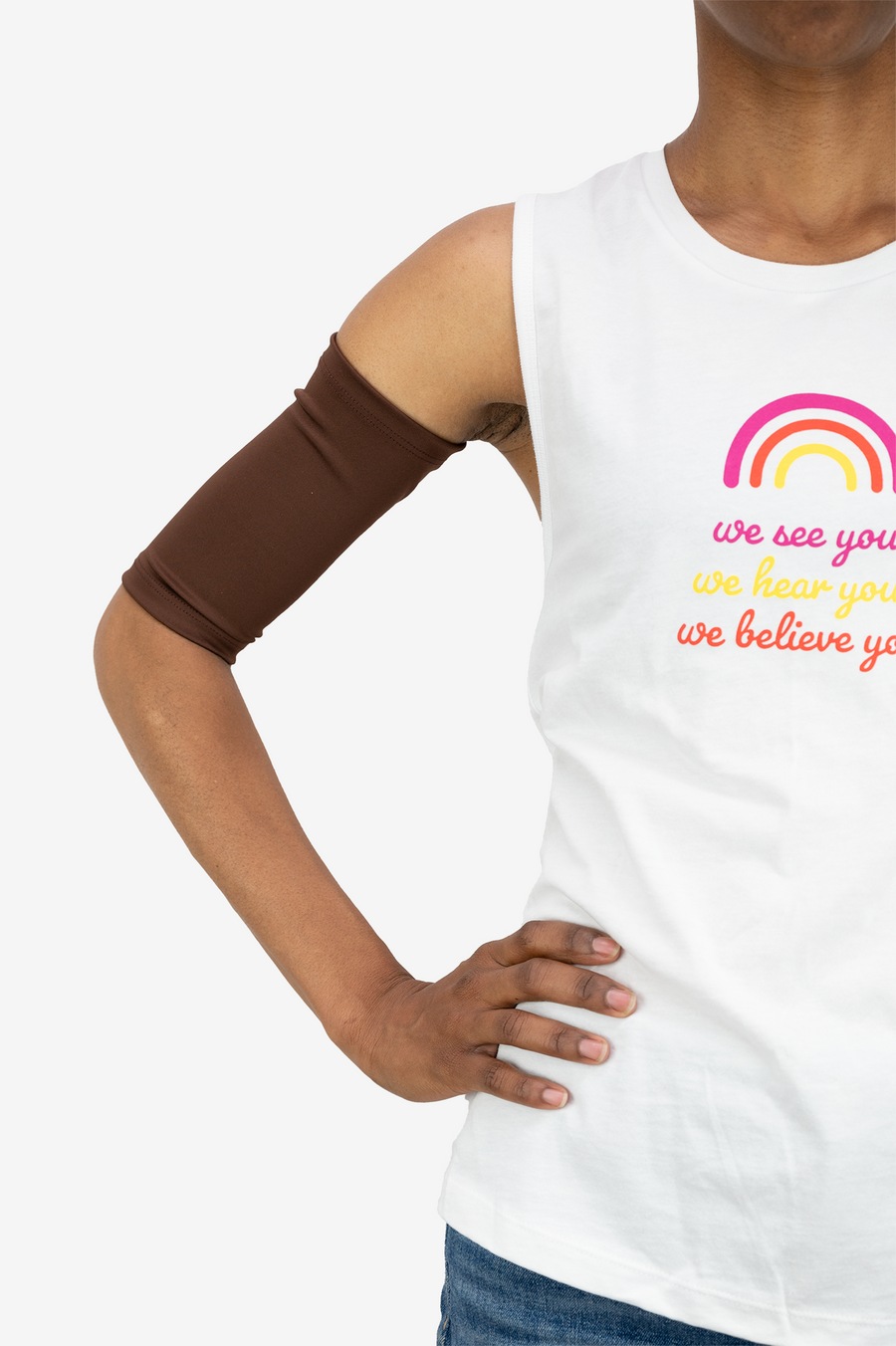 Brown Support Sleeve shown on model