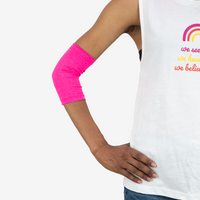 Neon pink Support Sleeve shown on model