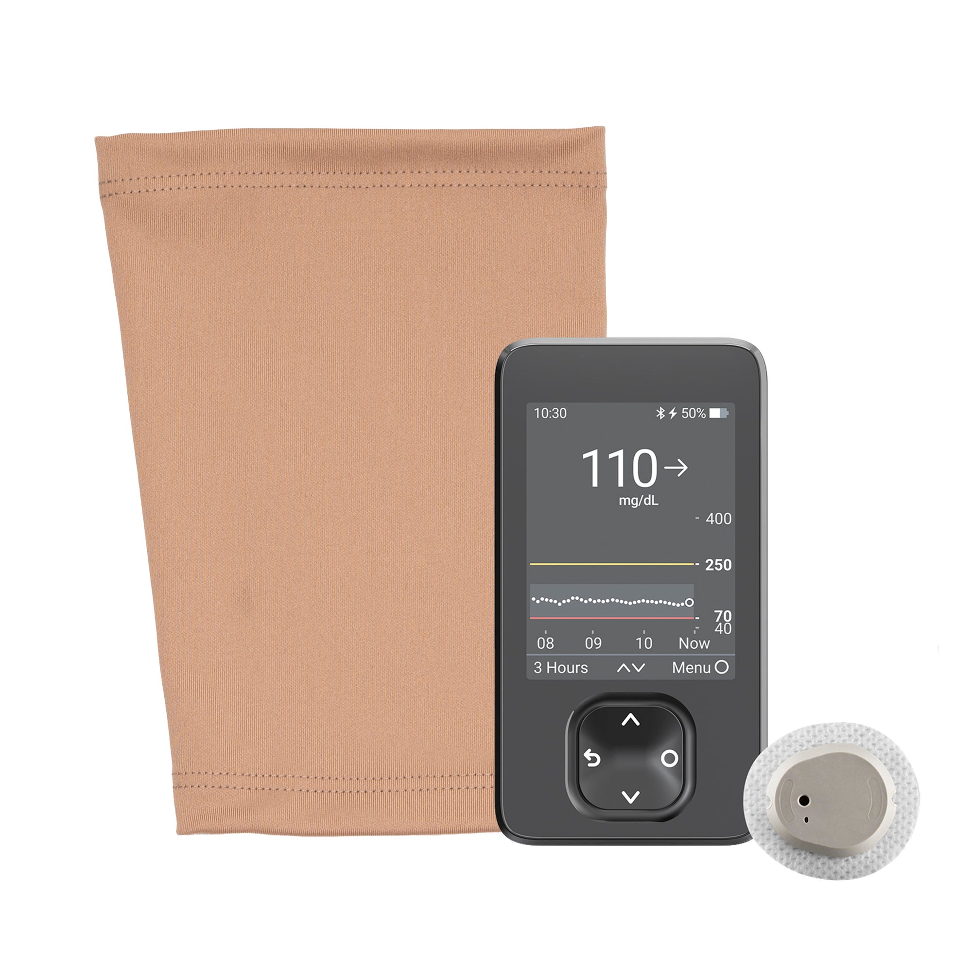 Tan sleeve with CGM