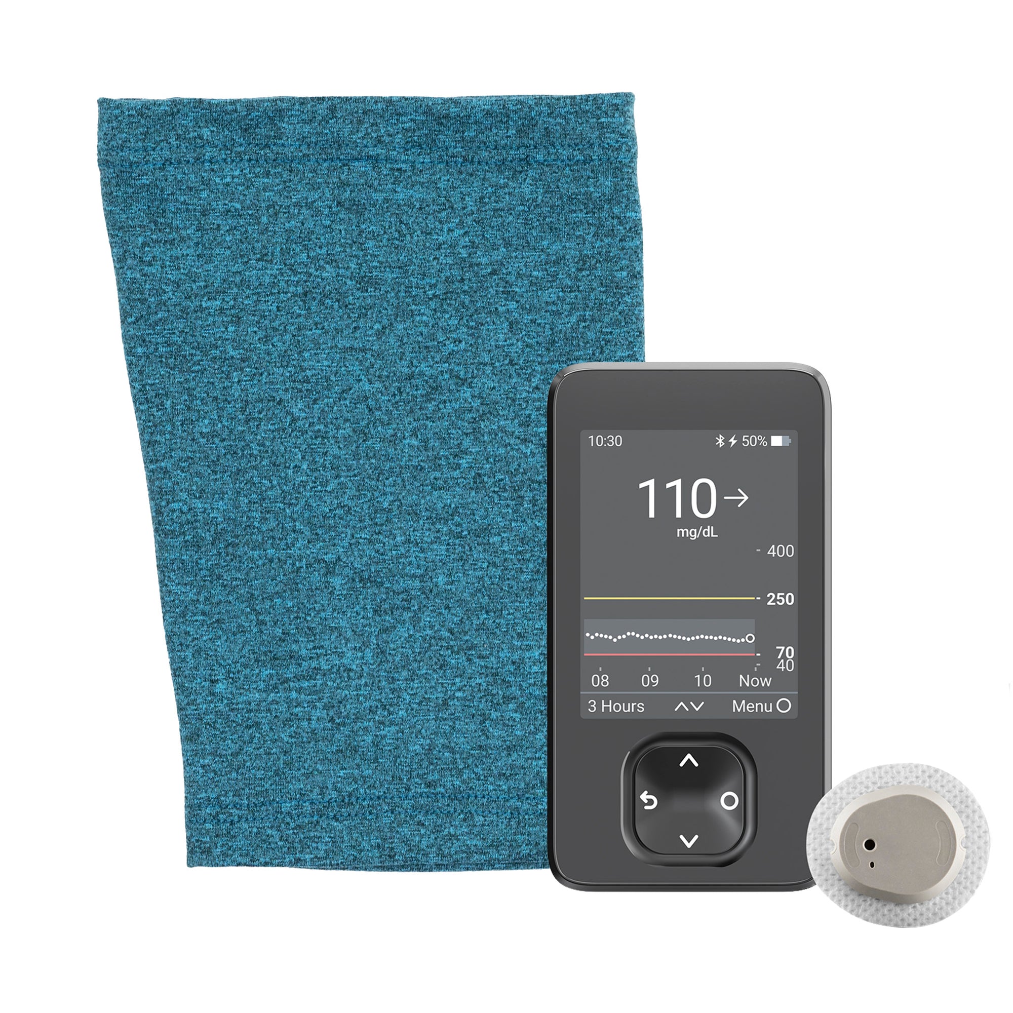 Teal sleeve with CGM