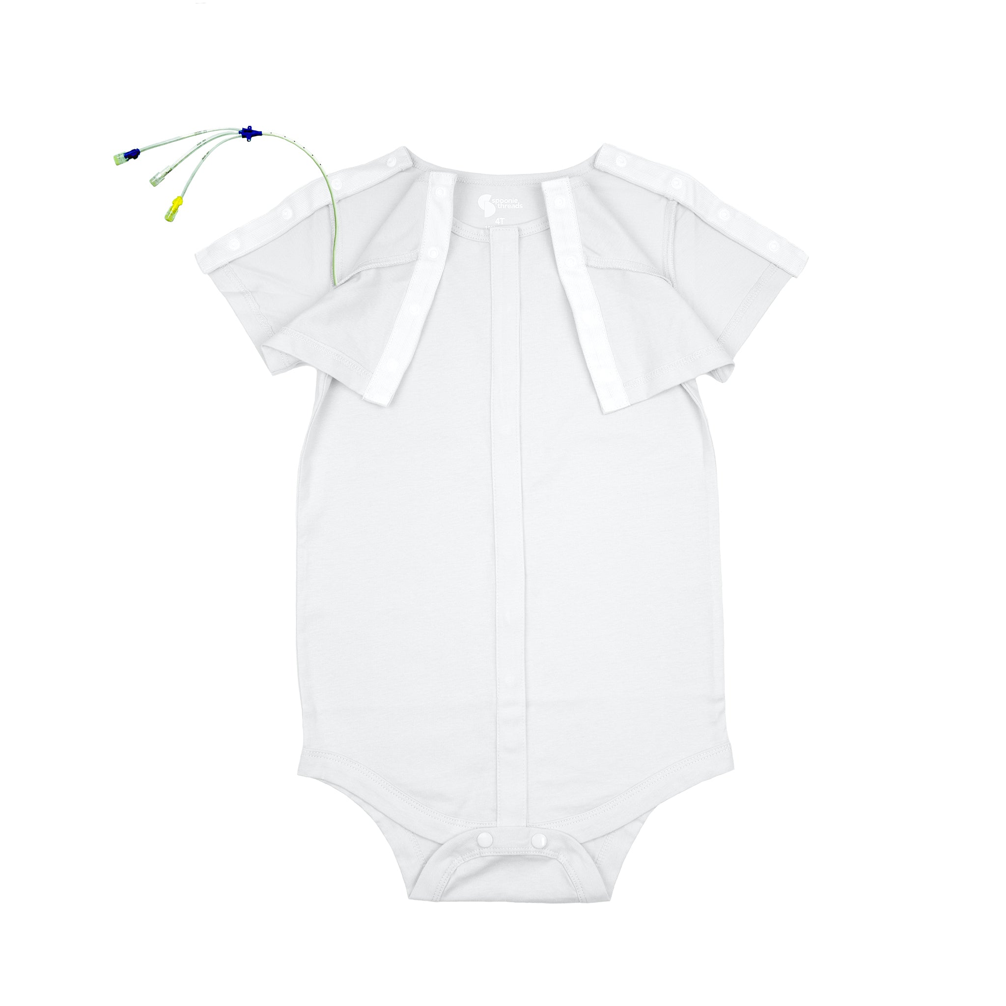 White All-Access Bodysuit | G-Tube, Catheter, NICU/PICU, Port-friendly adaptive clothing