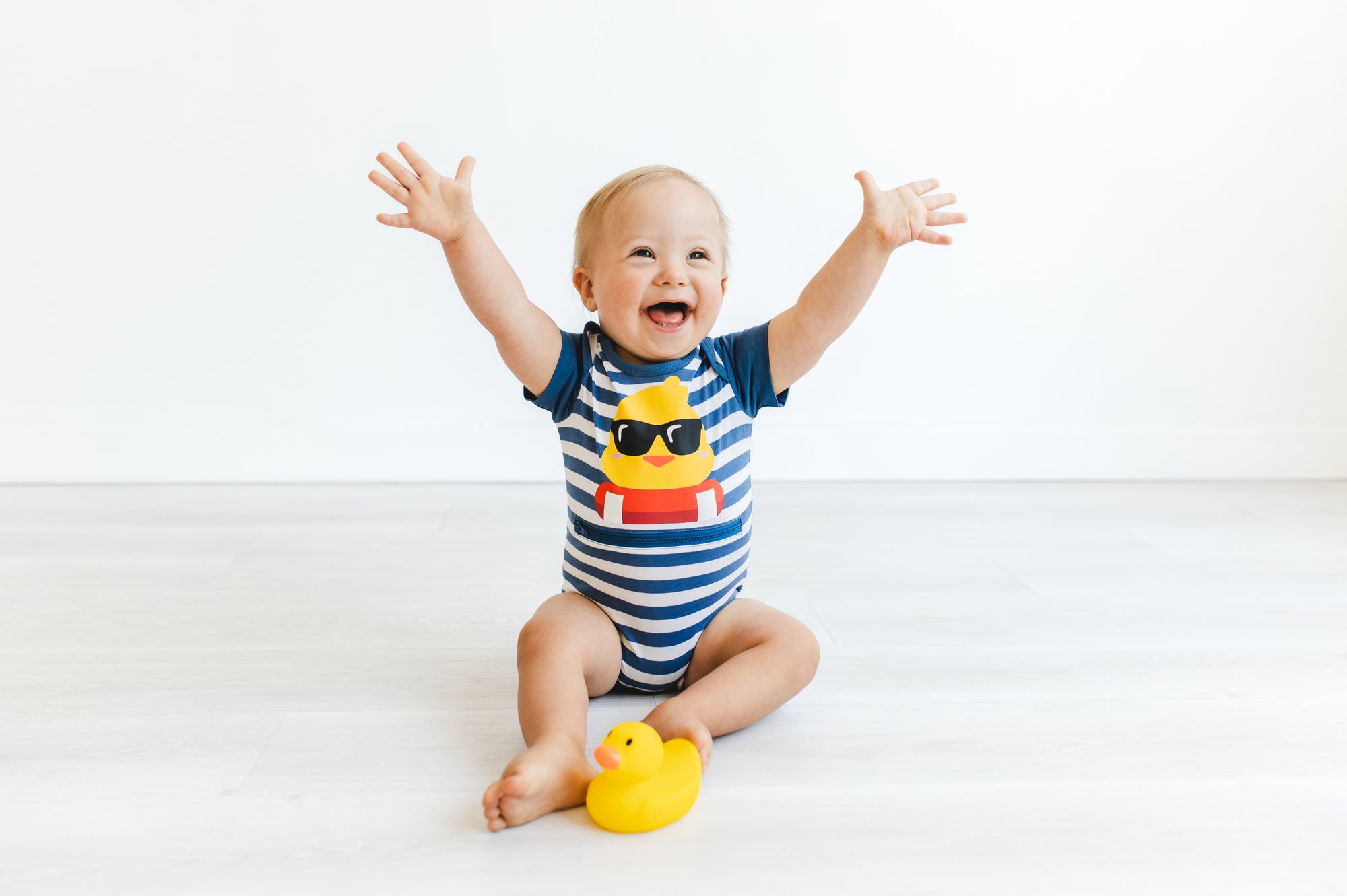 Boy in Duckies Tummy Zip Bodysuit