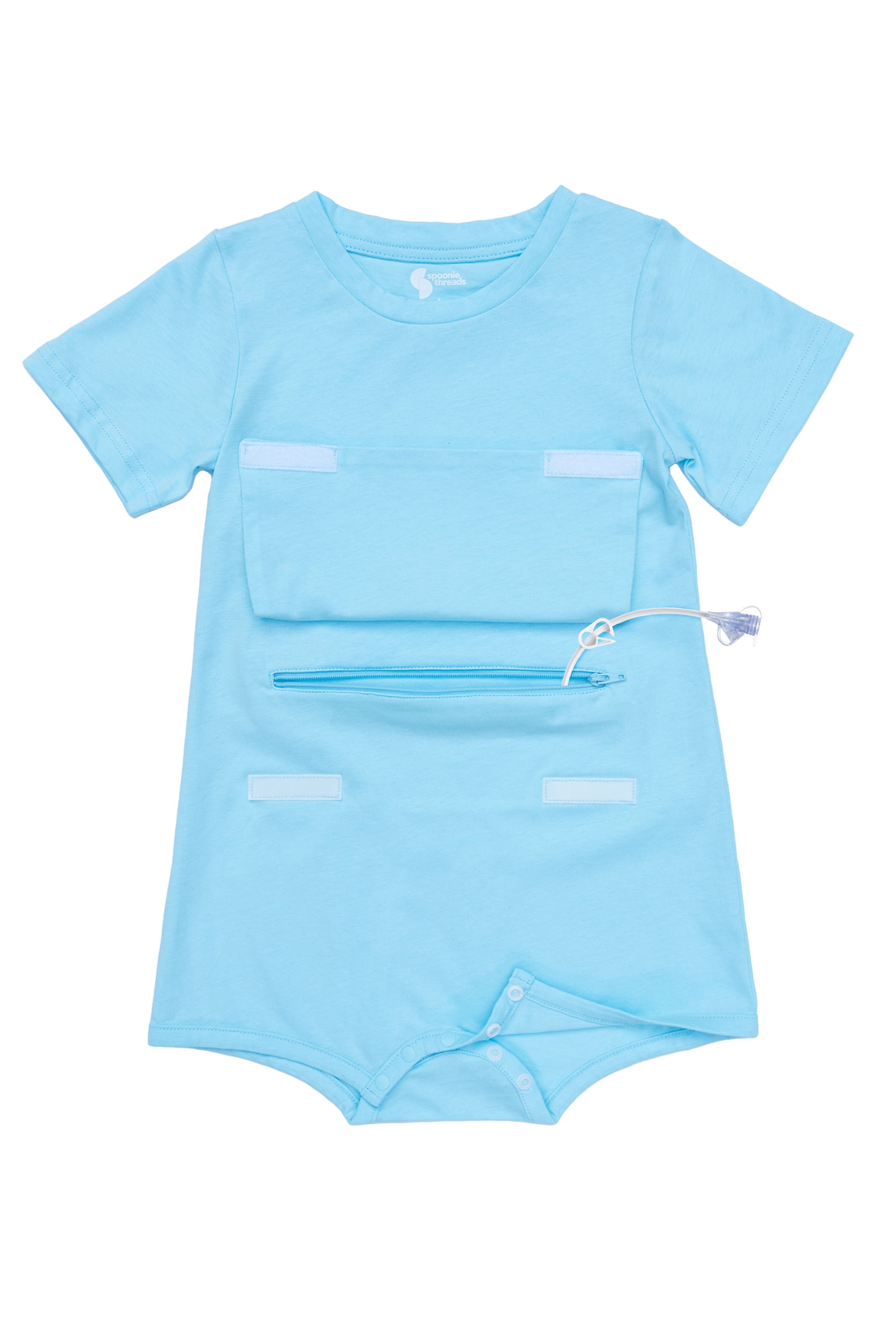 Flat of Tummy Access Bodysuit with tubing