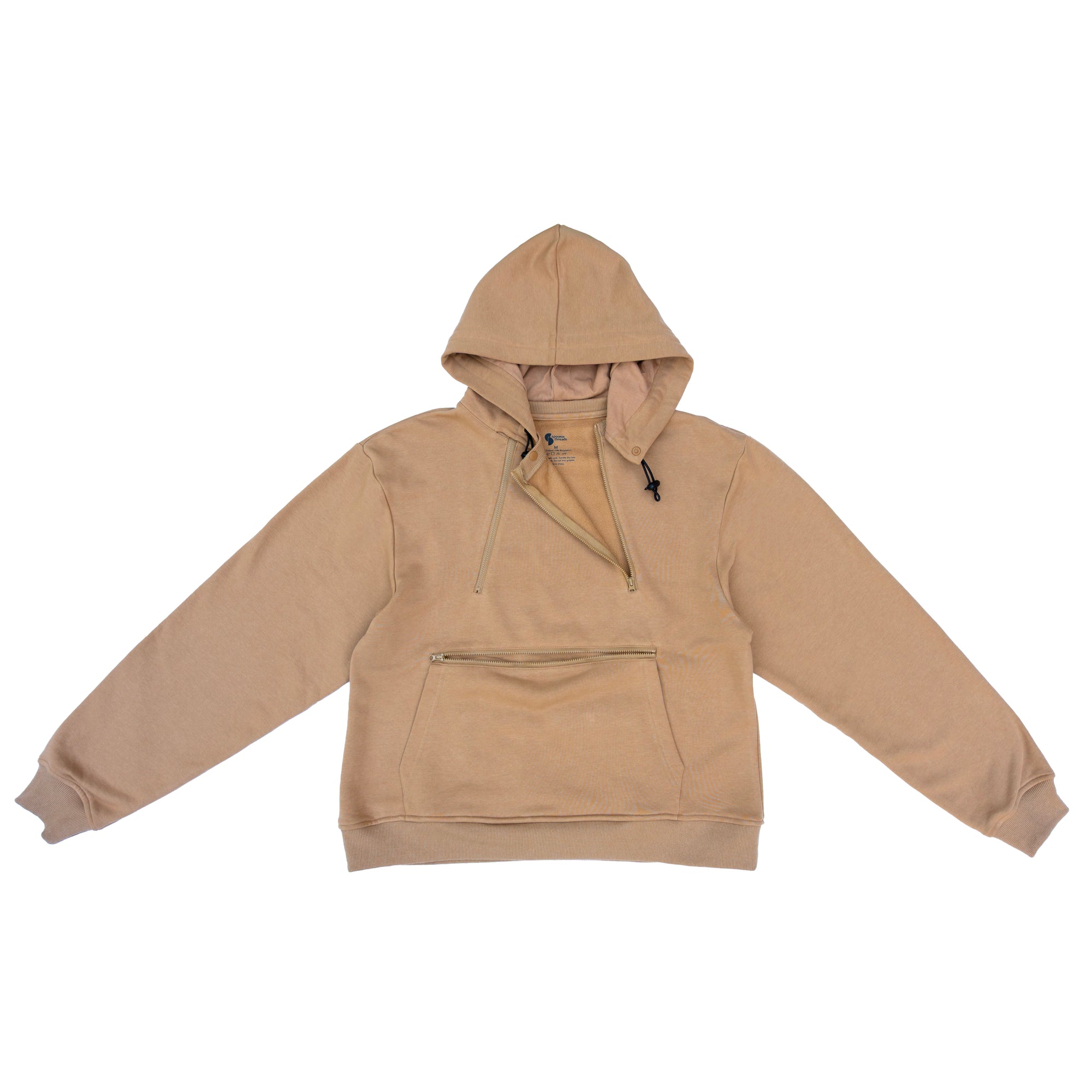 Zipper Access Hoodie with open zippers