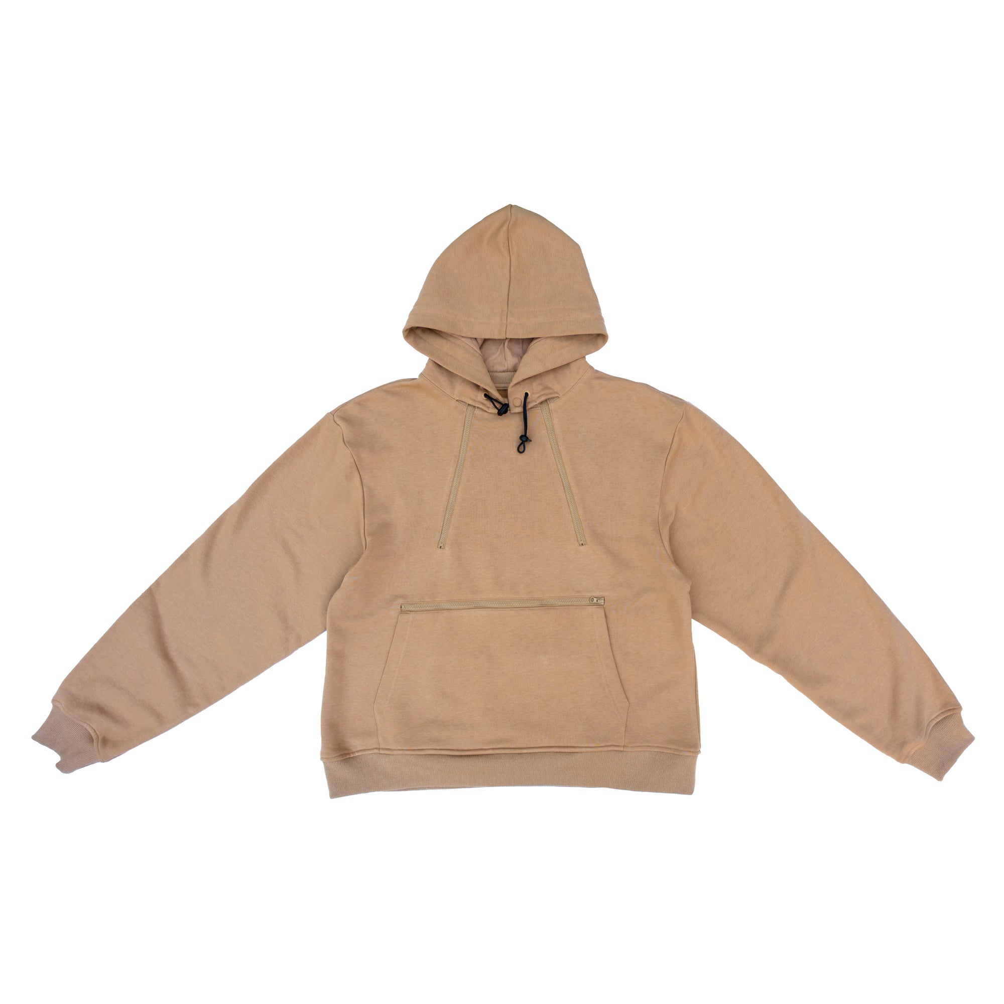 Flat of Khaki Zipper Access Hoodie