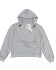 Gray Zipper Access Hoodie with open zippers