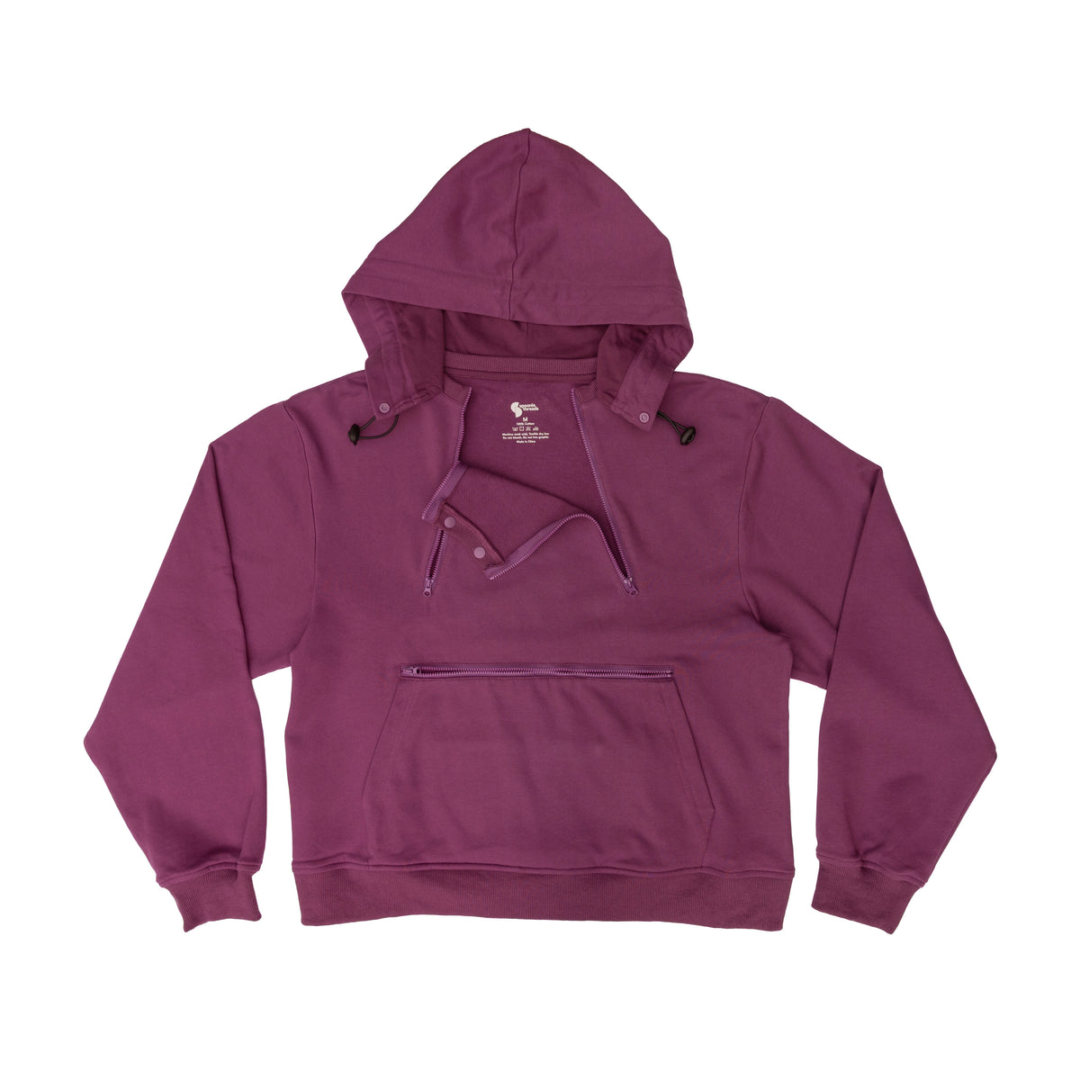 Flat of Zipper Access Hoodie with chest and abdomen zippers open