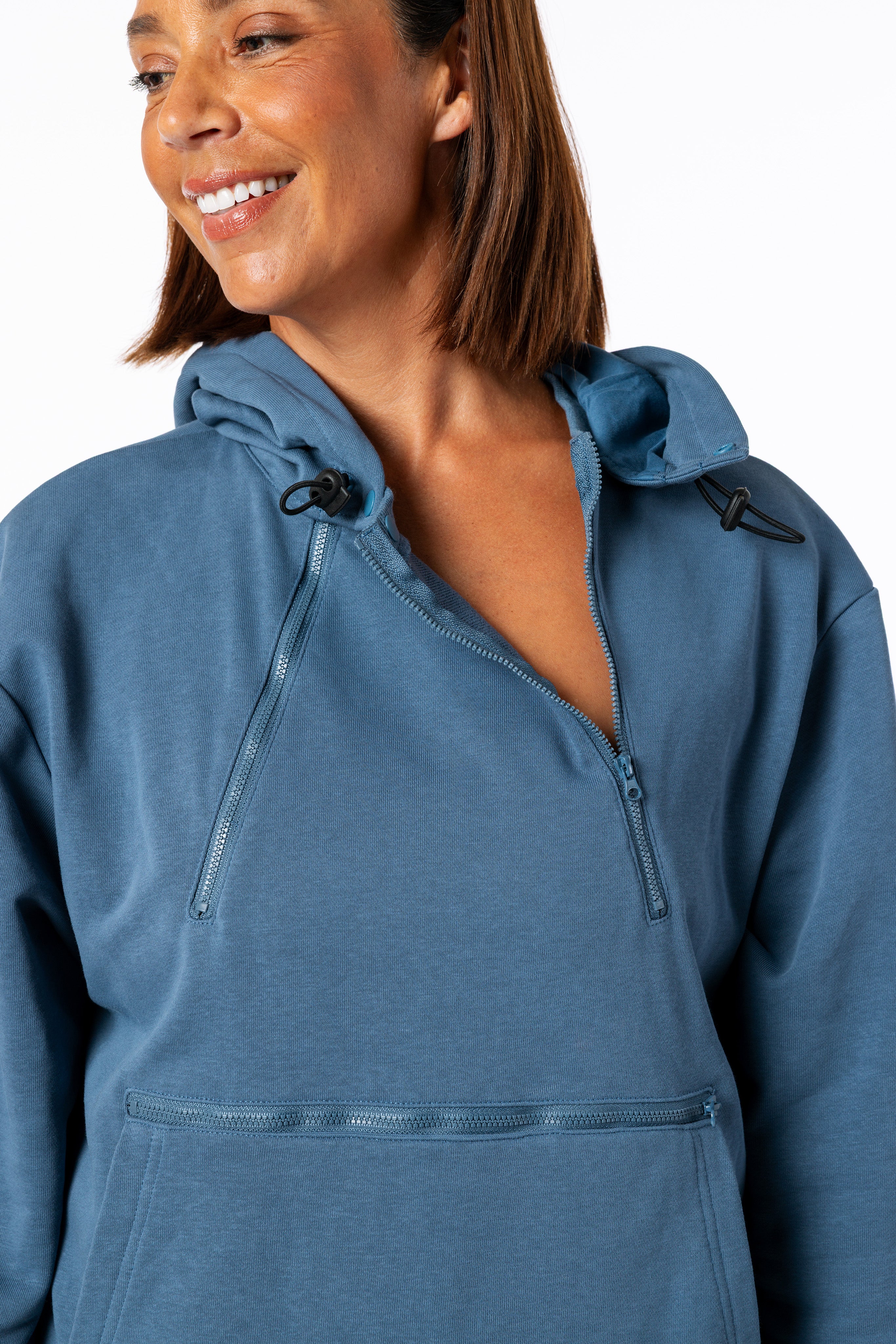 Denim Adult Chest & Abdomen Zipper Access Hoodie – SpoonieThreads