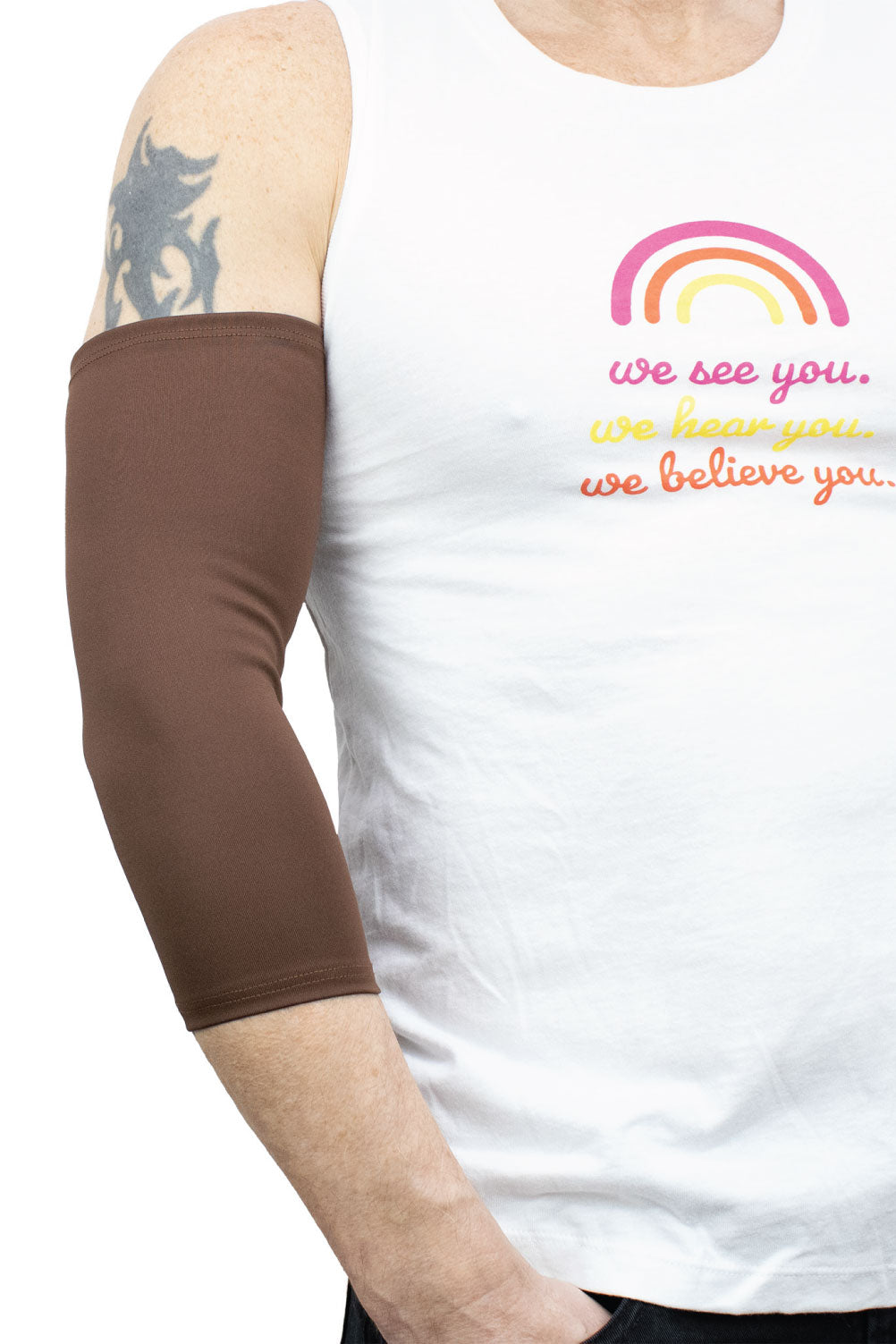 Man wearing Brown Ultra Support Sleeve