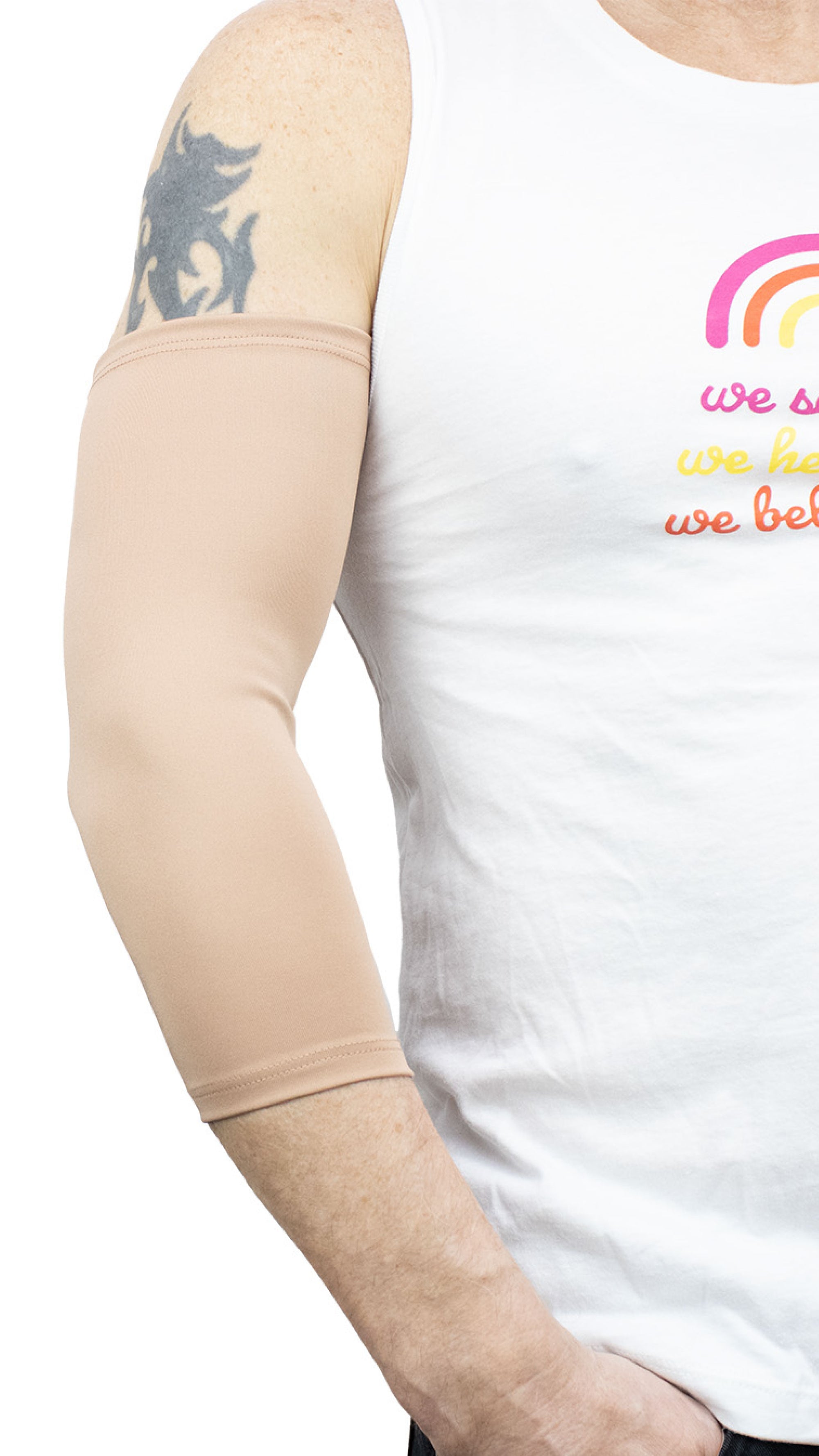 Man wearing Tan Ultra Support Sleeve