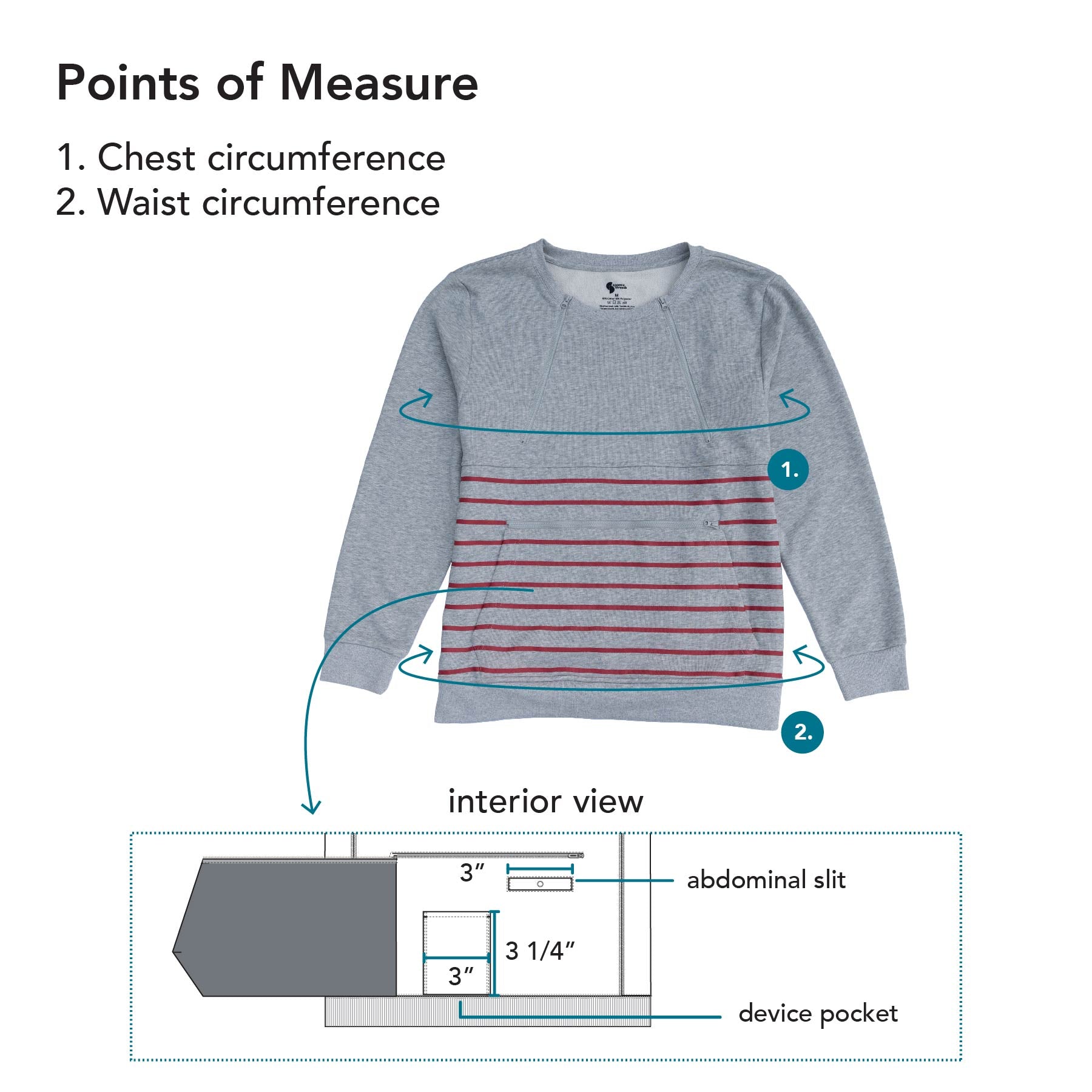 Heather Gray/Crimson Adult Stripe Zip Access Sweatshirt