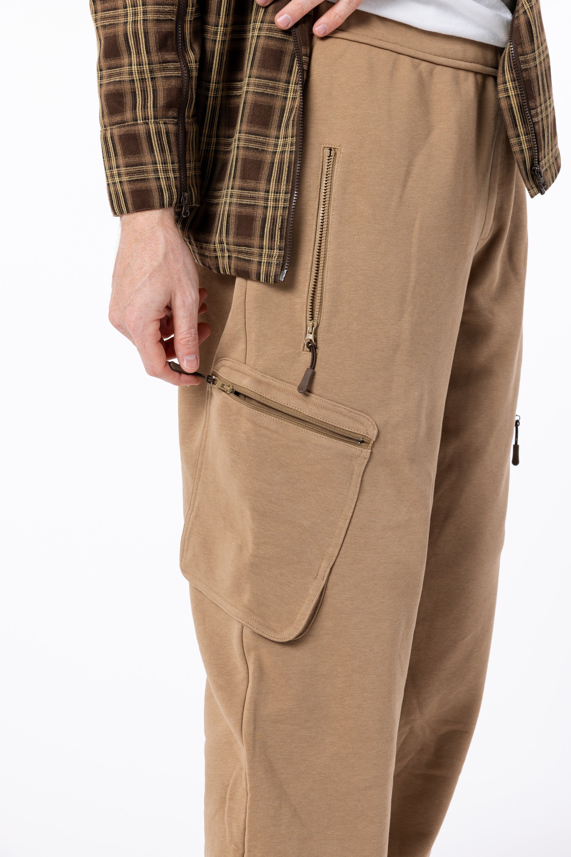 Closeup of pants zippers