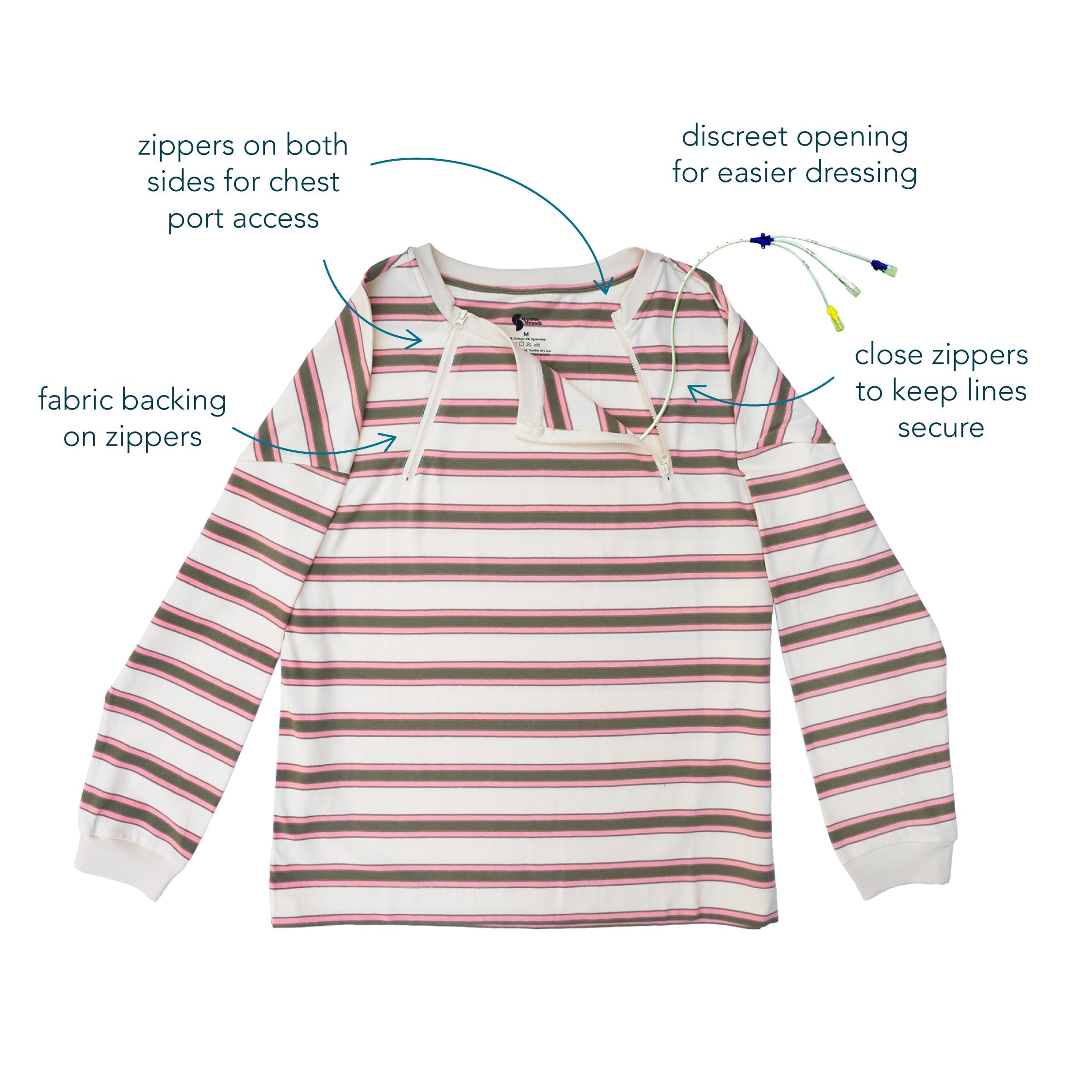 Sunset L/S Yarn-dye Zip Chest Access Tee – SpoonieThreads