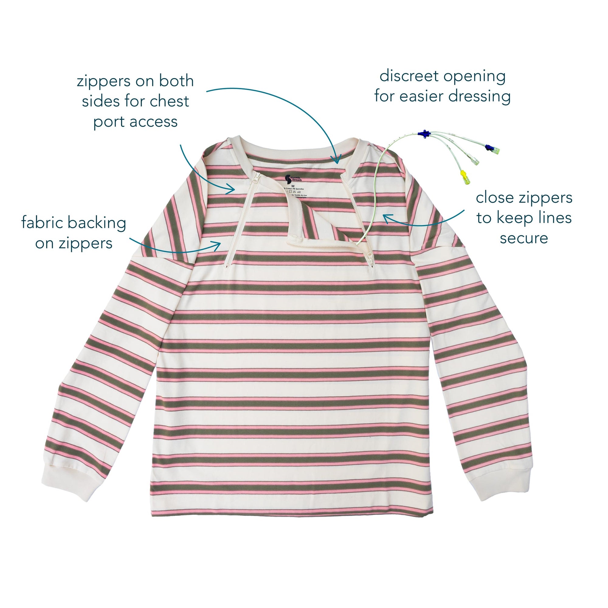 Features of Yarn Dye Chest Access Tee