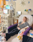 Girl lying in a hospital bed wearing Yarn Stripe Chest Zip Access Tee