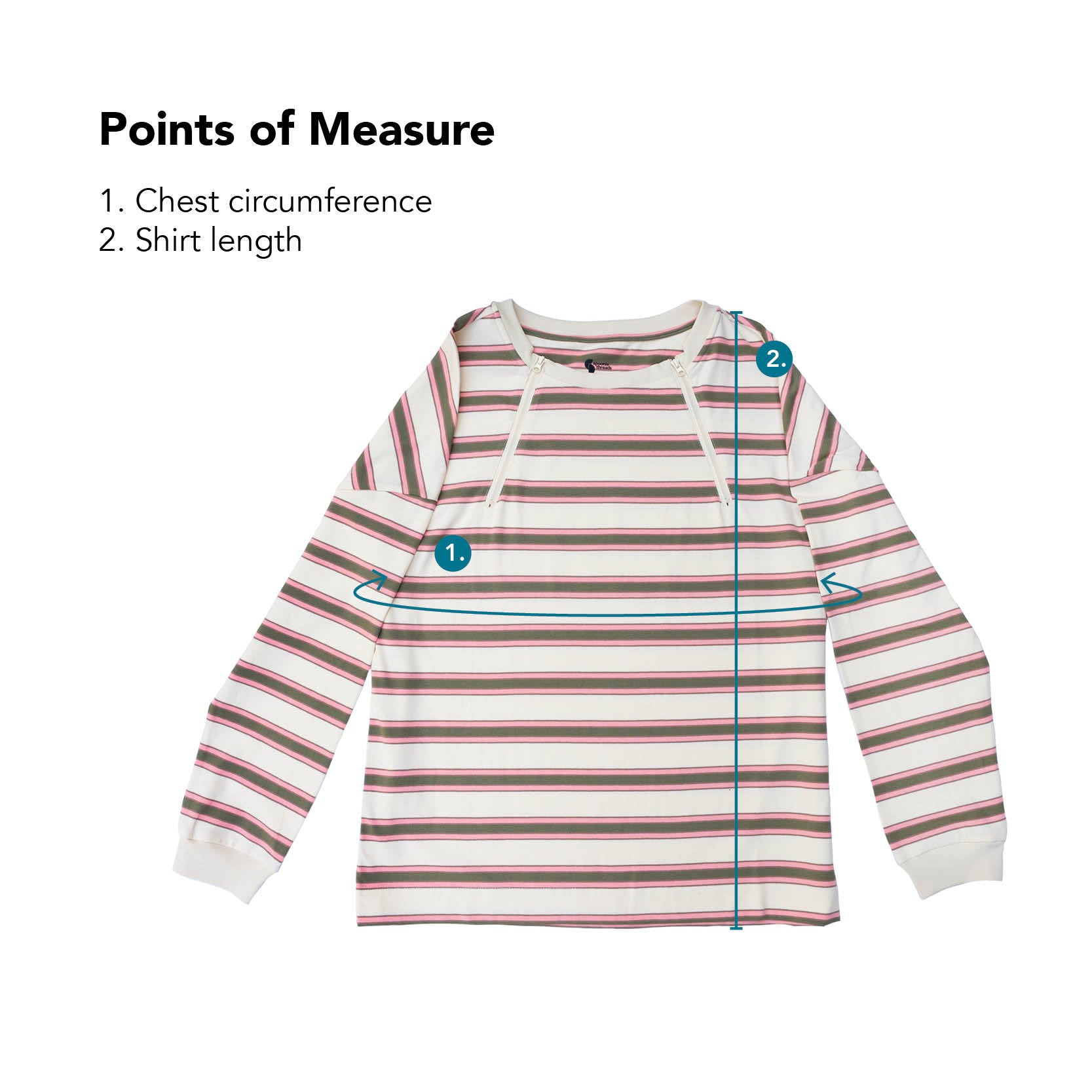 Points of Measure for Yarn-dye Zip Chest Access Tee